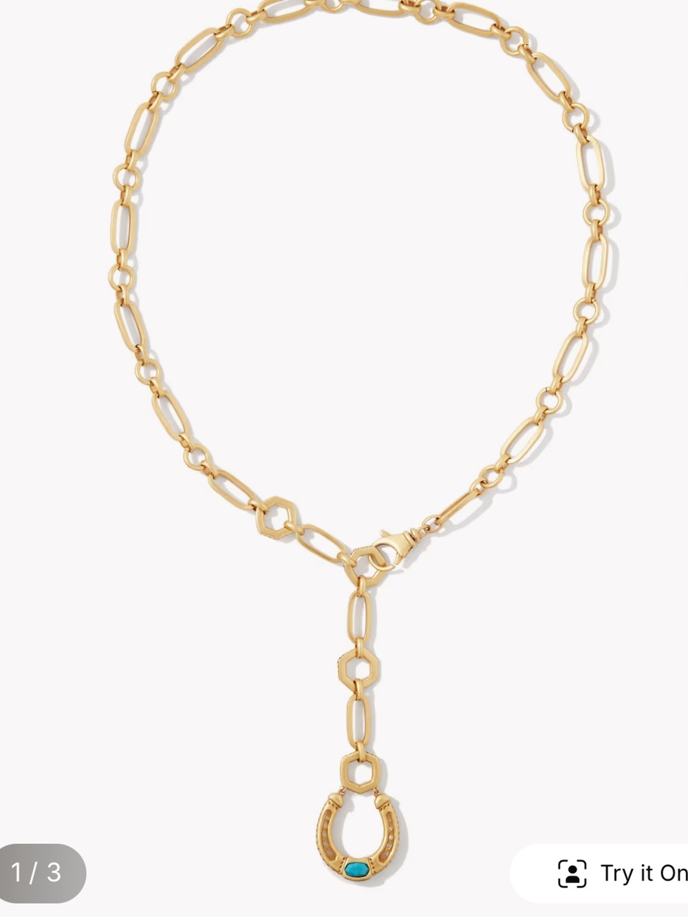 Yellow Rose by Kendra Scott Noble vintage Y horseshoe necklace - Picture 2 of 3